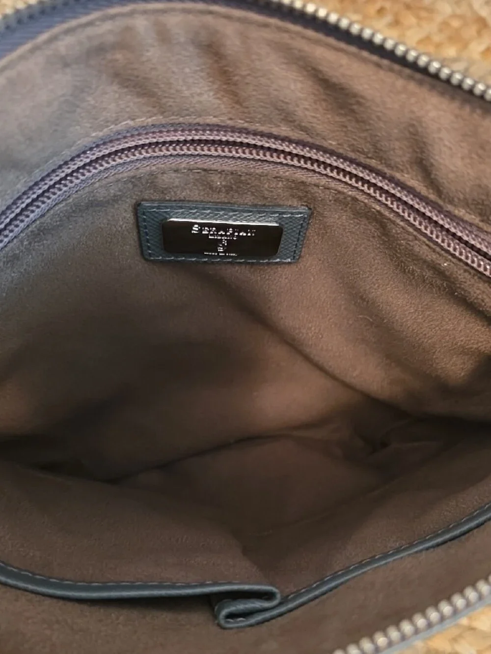 Serapian Gray Leather Messenger Bag